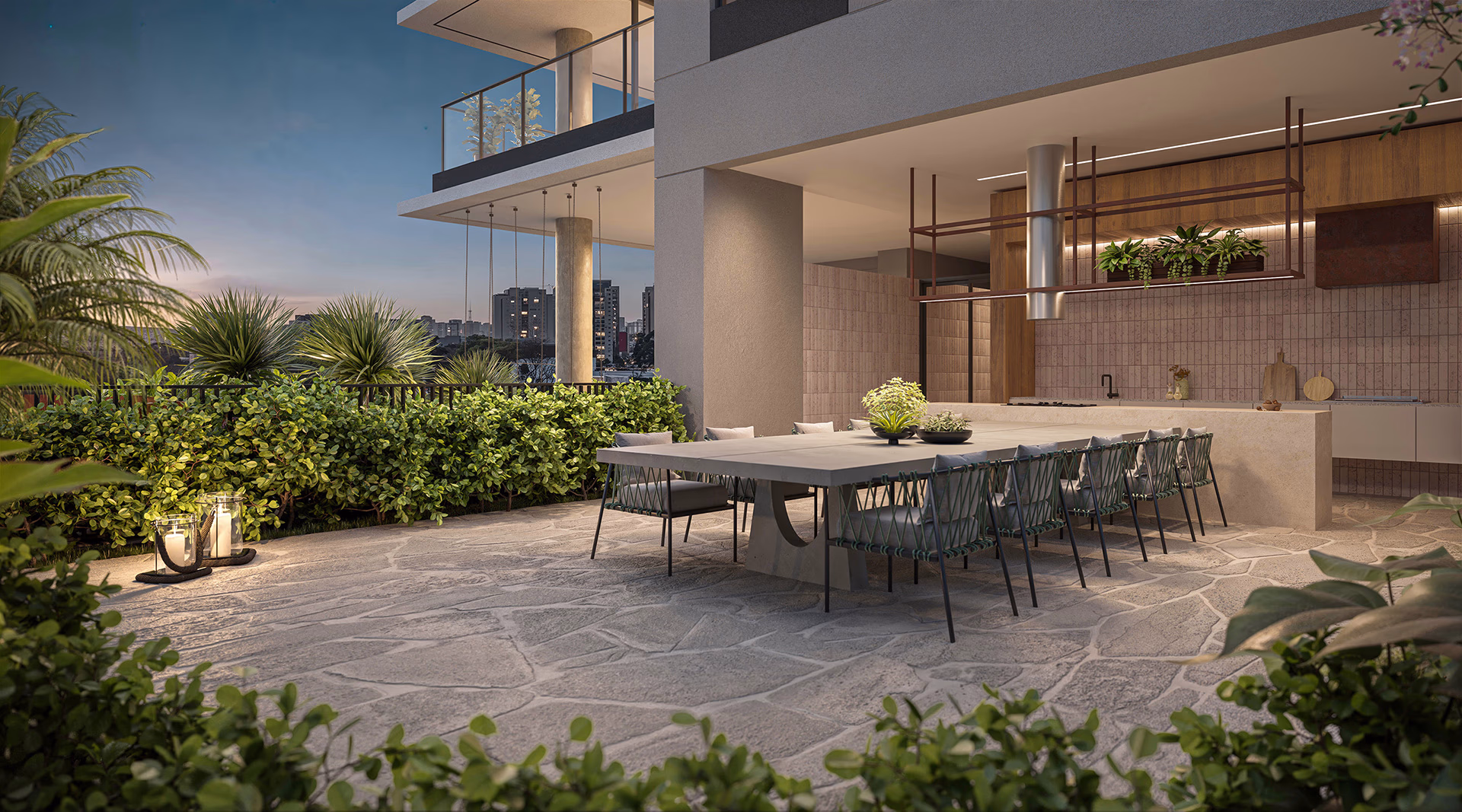 Living integrado e amplo do Helbor Lens Moema — apartamento de alto padrão em Moema