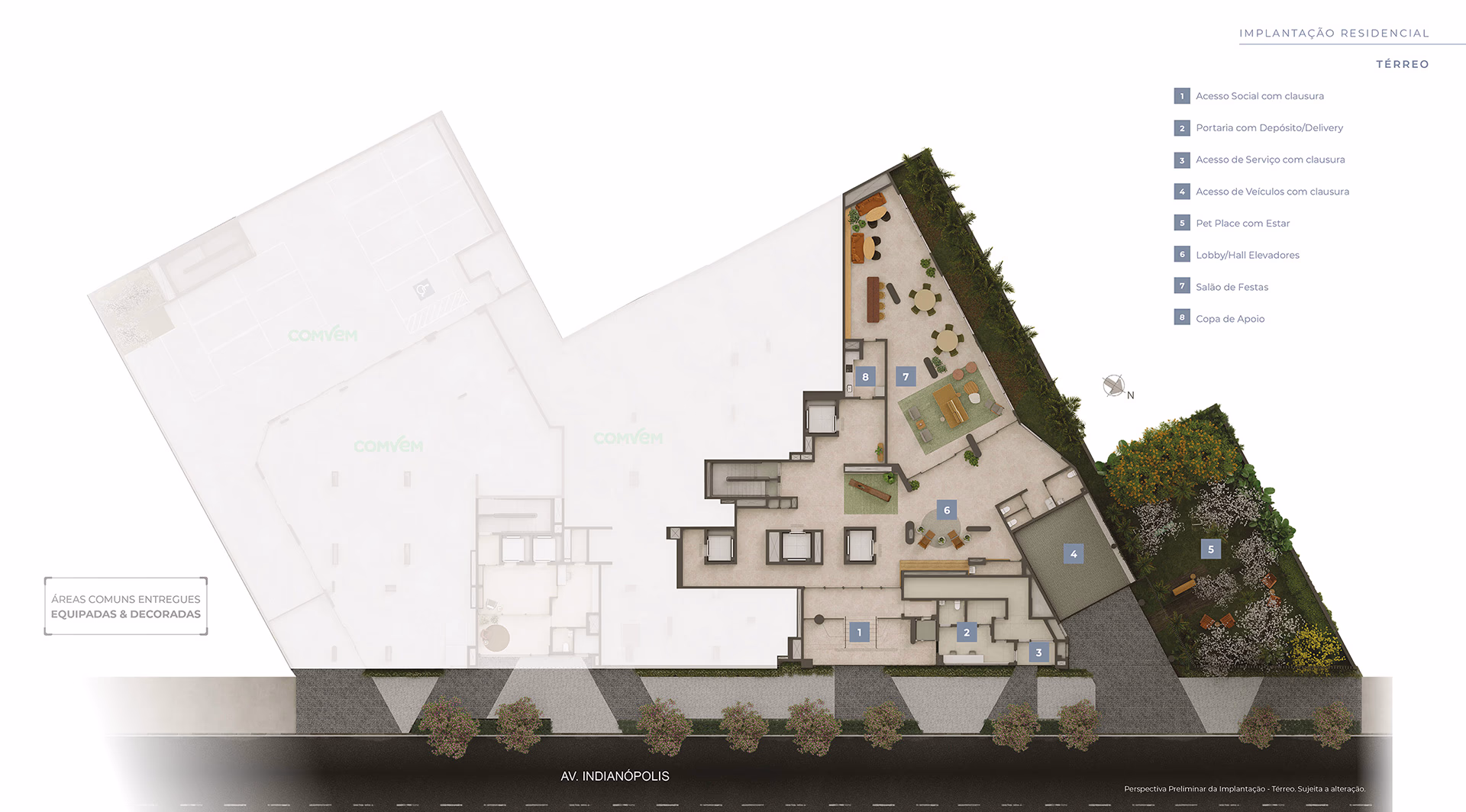 Planta baixa do apartamento Garden 476m² do Helbor Lens Moema — exclusivo em Moema