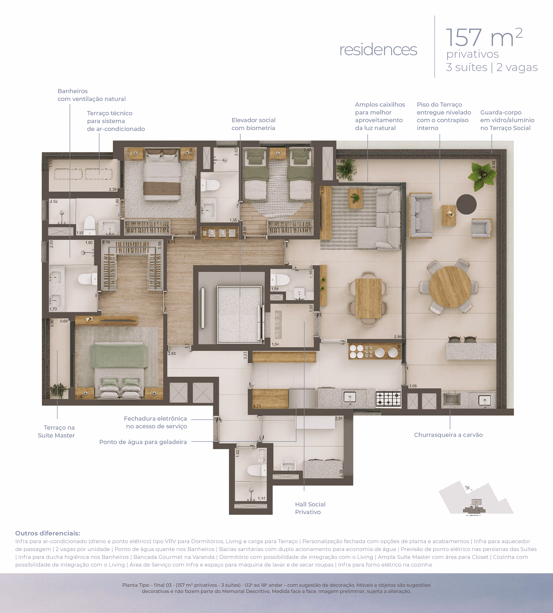 Planta baixa do Penthouse 302m² do Helbor Lens Moema em Moema, São Paulo